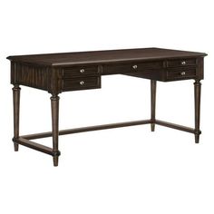 an antique style desk with two drawers and one drawer on the bottom, in dark wood