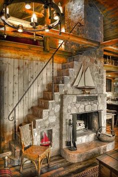 a living room filled with furniture and a fire place