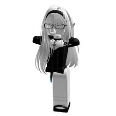 a lego girl with glasses and long white hair is standing in front of the camera