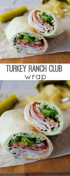 two pictures of a turkey ranch club wrap