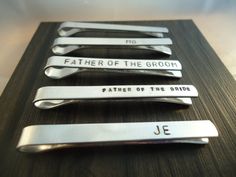 Set of 5 - Men's Personalized Tie Clip - Tie Bar - Father of the Bride - Father of the Groom - Men's Wedding Accessories - Custom Tie Clip on Etsy, $62.00 Men Wedding Accessories, Custom Tie Clip, Personalized Tie Clip, Philadelphia Wedding Venues, Father Of The Groom, Sea Wedding, Personalized Tie, Gifts Set, Groomsmen Gifts