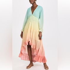 Size Small Nwt Womens Rainbow Dress, Rococo Sand, Bohemian Boutique, Bohemian Rainbow, Boho Chic Dress, Rainbow Dress, Boho Style Dresses, Tiered Maxi Dress, India Fashion