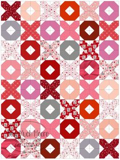 an image of a patchwork quilt pattern with different colors and patterns on it's sides