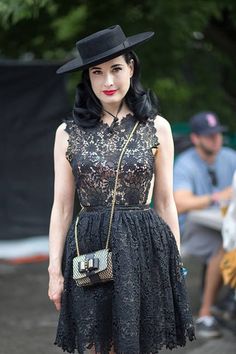 Lollapalooza 2013 street style: Dita Von Teese Lollapalooza Fashion, Teal Pastel, Burlesque Vintage, Coachella 2014, Bolero Hat, Idda Van Munster, Refinery 29