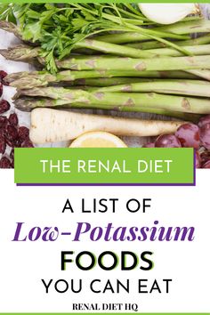 Do you have chronic kidney disease (CKD)? Here’s when it’s OK to eat high-potassium foods and when you should avoid too much potassium, plus a list of low-potassium food to help you follow a low-potassium diet and kidney disease diet, written by a registered dietician and renal diet expert. Read on here! #potassium #kidneydisease #kidneydiseasediet #kidneys #kidneyhealth Low Potassium Foods, Renal Diet Food List, Renal Friendly Recipes, Ckd Diet, Kidney Healthy Foods, Ckd Recipes, Kidney Friendly Recipes Renal Diet, Kidney Diet Recipes, Low Potassium Recipes