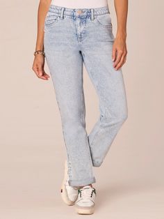 Light BLue Artisanal Denim Absolution Mid-Rise Side Entry Pocket Fading Whiskering Girlfriend Jeans Girlfriend Jeans, More Feminine, A Boyfriend, Feminine Silhouette, Boyfriend Fit, Woven Cotton, Cotton Weaving, Denim Wash, Mid Rise