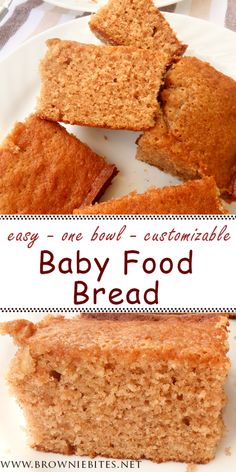 baby food bread on a plate with text overlay