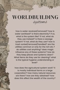 an old paper with the words worldbuilding systems on it