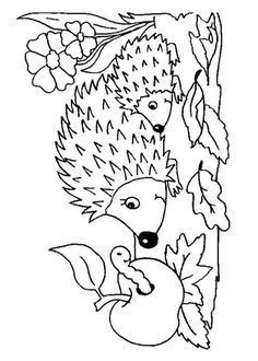 a hedgehog with flowers and leaves on it's head is shown in this coloring page