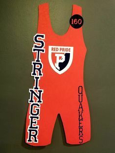 an orange bib with the word red pride on it and a black tag attached to it