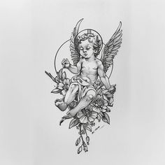 Artful Cherub Tattoo Sketches Devil Cherub Tattoo, Antique Tattoo, Catholic Tattoos, Henna Paint, Cherub Tattoo, Black Tattoo Cover Up, Traditional Henna, Scar Tattoo, Egypt Tattoo