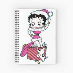 a drawing of a woman in pink and white with a santa clause on her head