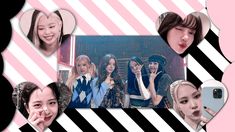 girls'generation collage with hearts and stripes