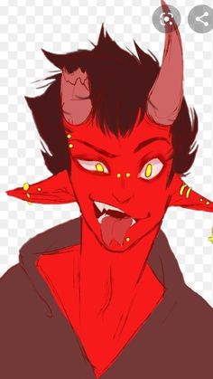 a drawing of a demon with horns on his head