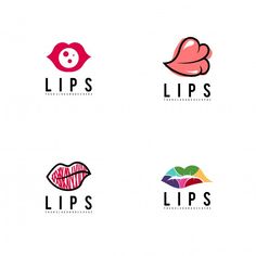 four different logos with lips on them