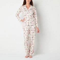 Dress in comfort with Adonna's 2-piece pajama pant set from their women's collection for a peaceful night's sleep. Made from a super-soft fleece in a paisley print, it includes a button-down shirt with a notch collar, chest pocket, long sleeves, and matching elastic-waist pants.# Pieces In Set: 21st Piece Description: Top1st Piece Collar: Notch Collar1st Piece Pockets: 1 Chest Slip Pocket(s)1st Piece Apparel Length: 26.25 Inches1st Piece Fabric: Fleece1st Piece Fiber Content: 100% Polyester1st P Pajama Set White, Pajama Pant, Notch Collar, Elastic Waist Pants, Womens Fleece, Pajama Sets, Pant Set, Waist Pants, Pajamas Women