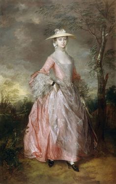 a painting of a woman in a dress and hat