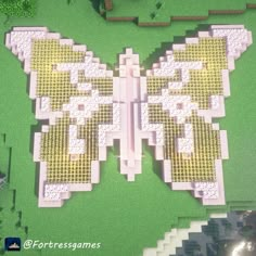 an aerial view of a butterfly made out of lego blocks