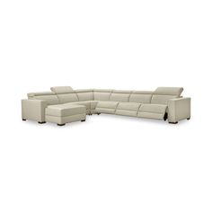 a large sectional couch with two recliners on the back and one end facing each other