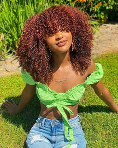 Faux Dreadlocks, The Grass Is Greener, Curly Color, Grass Is Greener, Curly Crochet Hair Styles, Big Curly Hair, Cute Curly Hairstyles, Colored Curly Hair