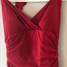 Gorgeous Red Dress With A Tiny Train. It Has Just Enough Sparkle In It. Great Condition Sf/Pf Home Wore Twice City Triangles Dress, Red Sparkle, Sparkles Glitter, Triangles, Gorgeous Dresses, Red Dress, Halter Dress, Colorful Dresses, Prom Dresses