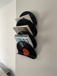 Cool House Accessories, Cool Things For House, Vinyl Bookshelf, Vinyl Holders, Vinyl Hanging, Hanging Bookshelf, Vinyl Holder, Bookshelf Accessories