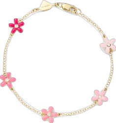 Alison Lou, Pink Jewelry, Pink Enamel, Enamel Flower, Fine Jewelry Designers, Flower Bracelet, Pink Bracelet, Flower Charm, White Enamel