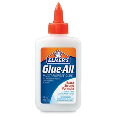 a bottle of glue - all with orange cap on the top and an orange cap on the bottom