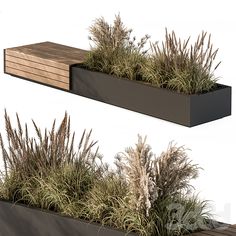 two planters with plants in them sitting on top of each other