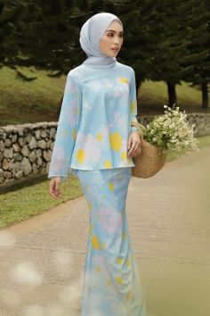 Malaysia Clothes, Muslimah Style, Modern Wear, Light Sky Blue