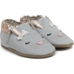 Grey leather bunny design with 3D ears, bow and pom tail. Featuring a suede embossed verbiage bottom & room to grow, they're flexible with mvement & non-constricting for better balance and stay on, play on power. | Robeez | Heart Bunny Shoe (Grey, Size 18-24M)  |  Maisonette collects the best children’s products from around the world (unlike Zulily, Etsy, The Tot, Farfetch Kids, Childrensalon, Crate and Kids, Kohls, Wayfair, Buy Buy Baby, Nordstroms, Mini Boden, J.Crew Factory, or Potter Best Baby Shoes, Bunny Shoes, Bunny Design, Bunny Designs, Crib Shoes, Suede Material, Shoes Booties, Suede Shoes