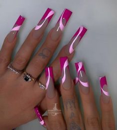 Long Acrylic Nail Designs, Her Nails, Pink Acrylic, Pink Acrylic Nails, Square Acrylic Nails