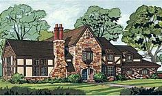 this is an artist's rendering of these tudor - style house plans for homes