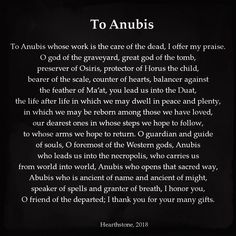 the poem to anubis is written in black and white on a dark background