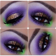 Purple Eye Makeup Tutorial, Maleficent Makeup, Mardi Gras Makeup, Wizard Oz, Dance 2023, Green Eye Makeup, Witches Night, Clown Costumes