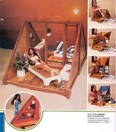 an advertisement for a doll house made out of wood