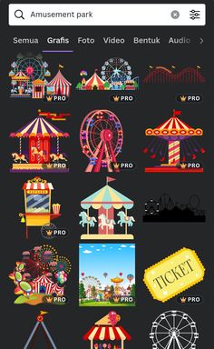 an iphone screen showing the different types of amusement park rides and carnivals on display