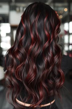 Chocolate Cherry Brown Hair, Cherry Brown Hair, Red Highlights In Brown Hair, Brown Hair Ideas, Red Balayage Hair, Luxurious Chocolate, Brown Hair Looks, Cherry Brown, Cherry Hair