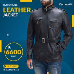 Hunter Black Leather Jacket For Men ABOUT: This unique Jacket is made of High-Quality Genuine SHEEP-SKIN Leather. Its leather is very glamorous that makes it very adaptable to wear on any occasion. The Jacket is professionally cut and stitched throughout as following International Standards. Great Choice for Casual & Parties. 100% Money-Back Guarantee. #TheLeatherFit #Leather_Jackets_For_Men #Leather_Jacket_For_Women Black Leather Jacket