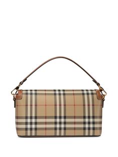 Find BURBERRY Vintage Check Logo-plaque Shoulder Bag on Editorialist. This Burberry shoulder bag is crafted from calf leather in the iconic Vintage Check pattern. The bag features a gold-tone logo plaque, a foldover top with a magnetic fastening, and an adjustable detachable shoulder strap. It also has a single top handle and an internal logo patch. Designer Square Baguette Bag For Travel, Luxury Square Baguette Bag For Travel, Luxury Rectangular Baguette Bag For Travel, Luxury Baguette Clutch For Everyday Use, Luxury Clutch Baguette Bag For Everyday Use, Luxury Square Baguette Bag With Detachable Strap, Luxury Everyday Baguette Bag, Designer Square Clutch For Travel, Luxury Baguette Bag For Travel