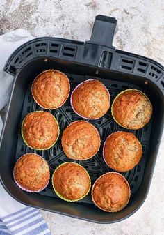 freshly baked muffins in an air fryer