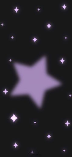 a purple star is shining in the dark night sky with white stars on black background