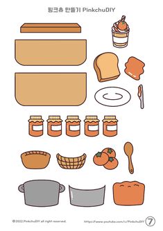 the paper doll is made to look like it has bread and jams on it