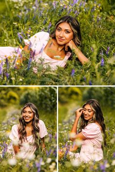 a beautiful young woman laying in the grass