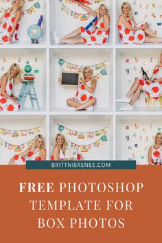 a collage of photos with the words free photoshop template for box photos