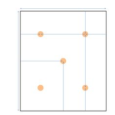 a square with four dots in the middle and one dot at the bottom, as well as