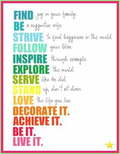 a colorful poster with the words find it be brave and inspire explore stand love decorate it,