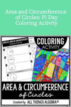 This is a fun way for students to practice finding both area and circumference of circles. There are 12 problems total, 6 area and 6 circumference. Some problems give the radius and some give the diameter. Students match their answers at the bottom, and color the pi symbol accordingly. Area And Circumference Of Circles, Pi Symbol, Coloring Activity, Etsy Sales