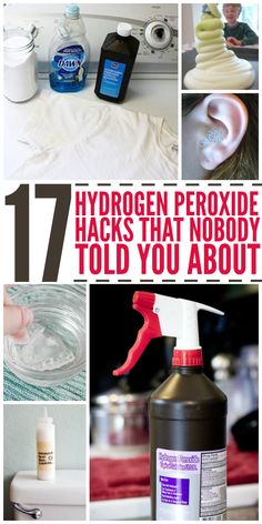 collage of images with text that reads 17 hydrogen peroxide hacks that nobody told you about