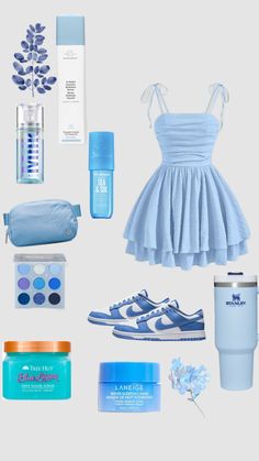 #blueaesthetic Blue Preppy Outfit, Cool Outfit Ideas, Cool Outfit, Funny Fashion, Fashion Diy, Blue Outfit, Diy Hacks, Bold Fashion, Outfit Ideas